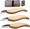 5 Pack Wood Carving Tool Set 3 Knife Set wood carving knives with High Carbon Steel Blades, Ergonomic Ash Wood Handle, with Storage Bag and Whetstone, for Beginner Hobbyist